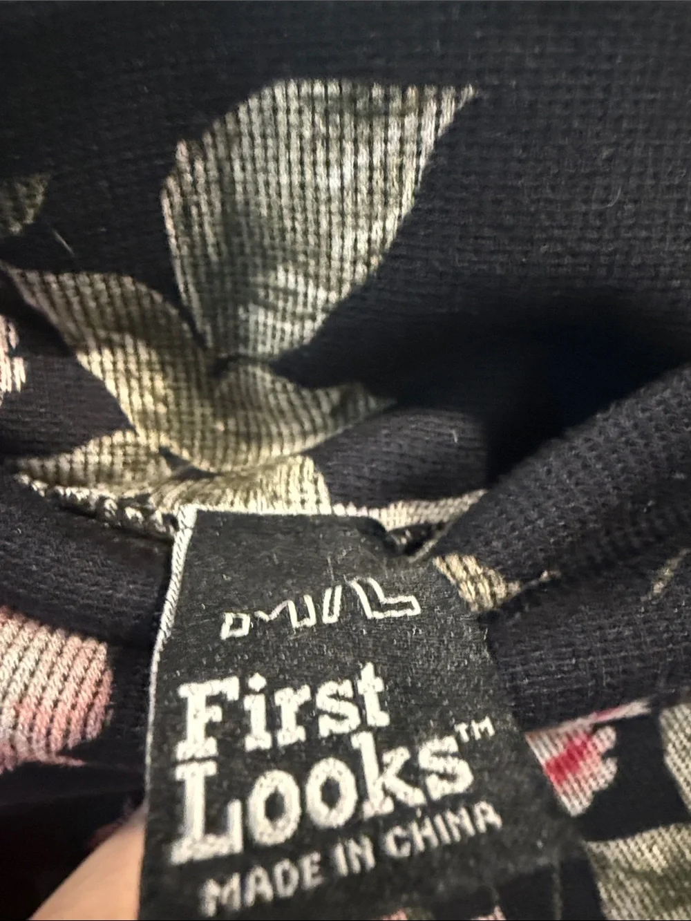First Looks Black Leggings with Pink Rose Floral Print